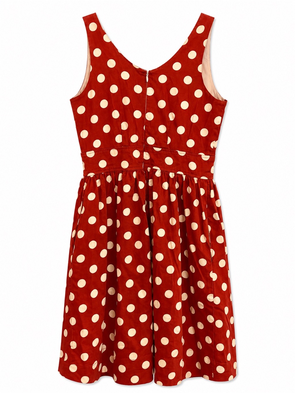 Coldwater Creek Rust Red Polka Dot Sleeveless Dress - Picture 2 of 4